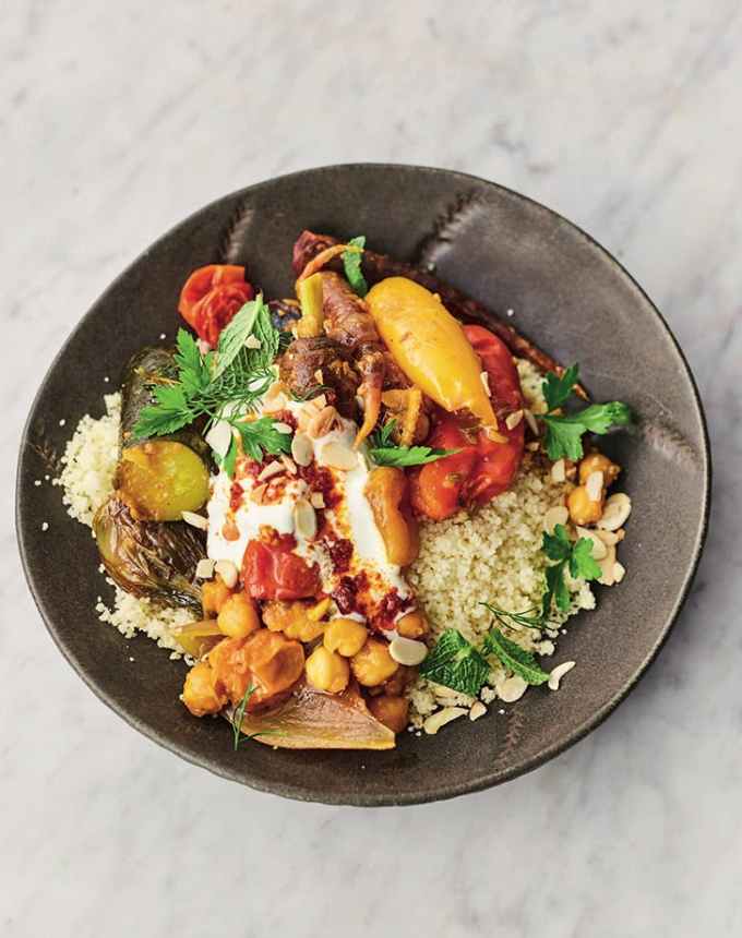 easy dinner party recipes: vegetable tagine with fluffy couscous