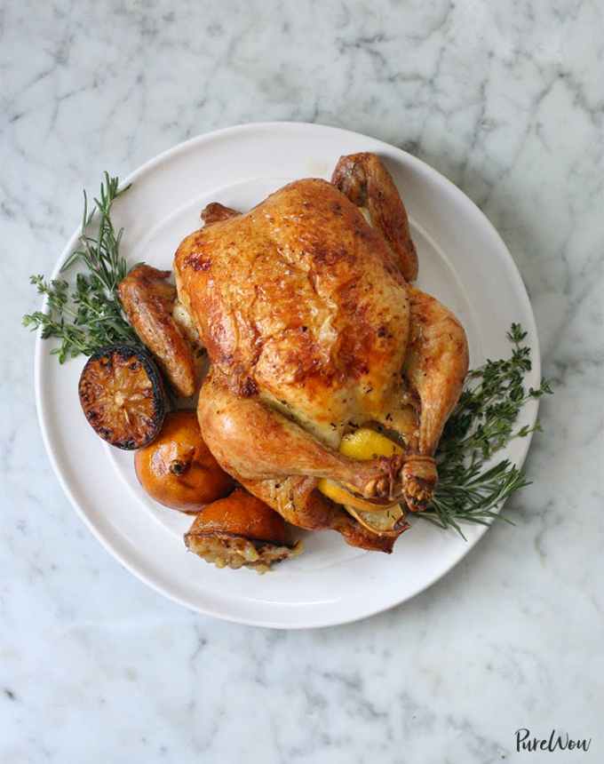 easy dinner party: lemon and herb roast chicken