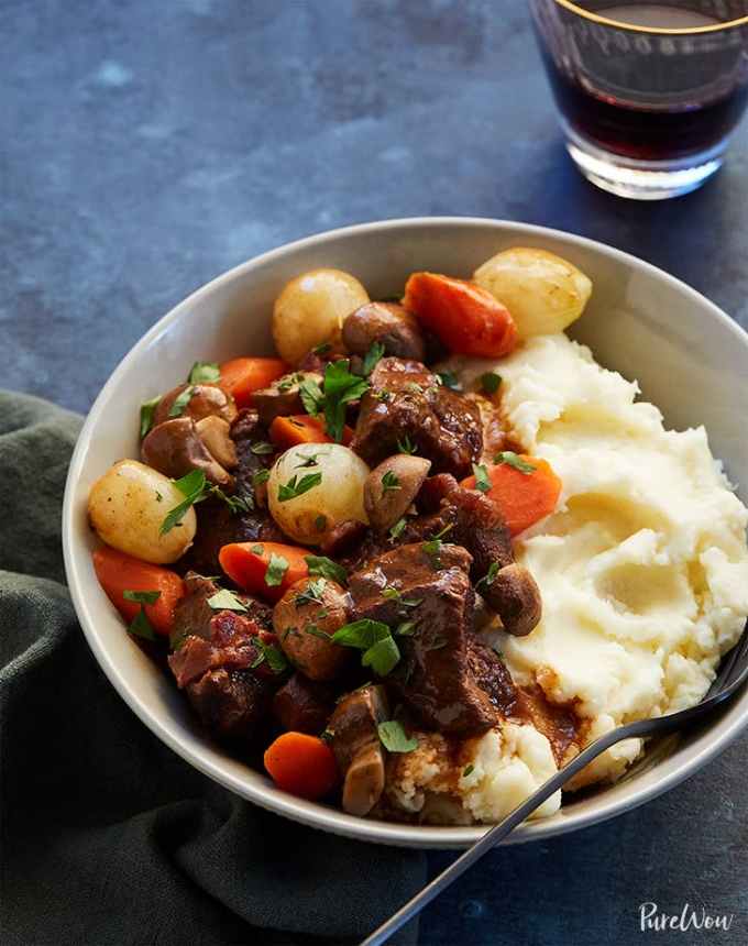 birthday dinner ideas: slow cooker beef bourguigon