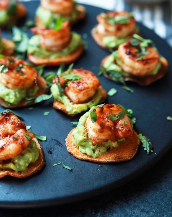 easy snacks to make at home; Cajun Shrimp Guacamole Bites