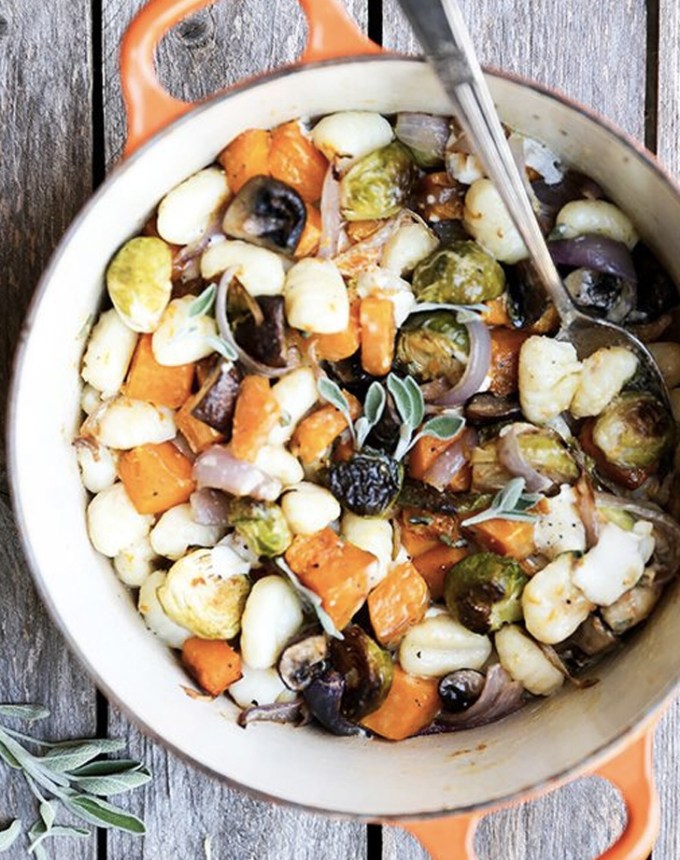 easy gnocchi recipes: gnocchi and winter vegetables with sage cream sauce