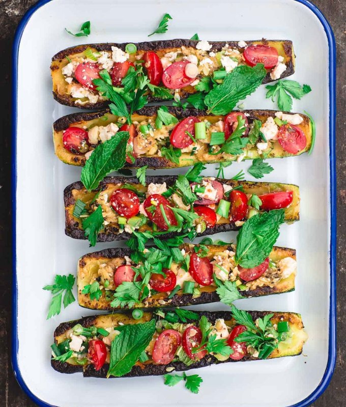 fun-dinner-ideas-23.-Stuffed-Zucchini-Boats-with-Tomato-and-Feta.jpg