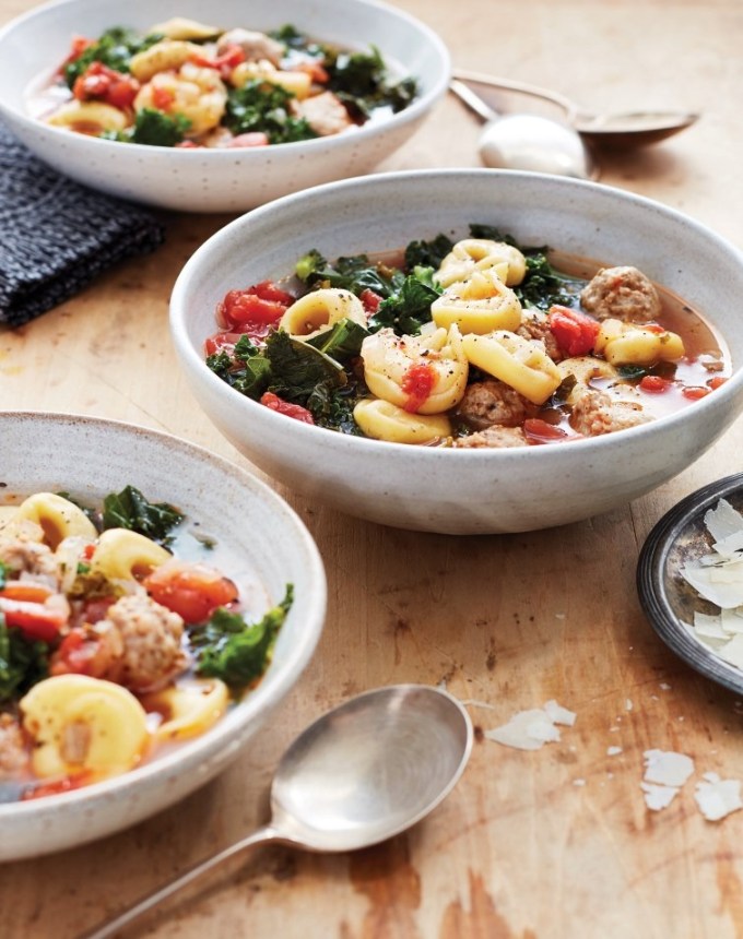 high protein soups: instant pot hearty tortellini soup