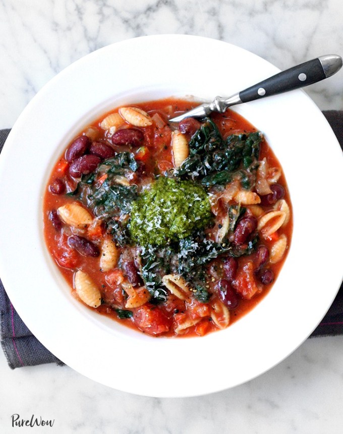 high protein soups: kale minestrone