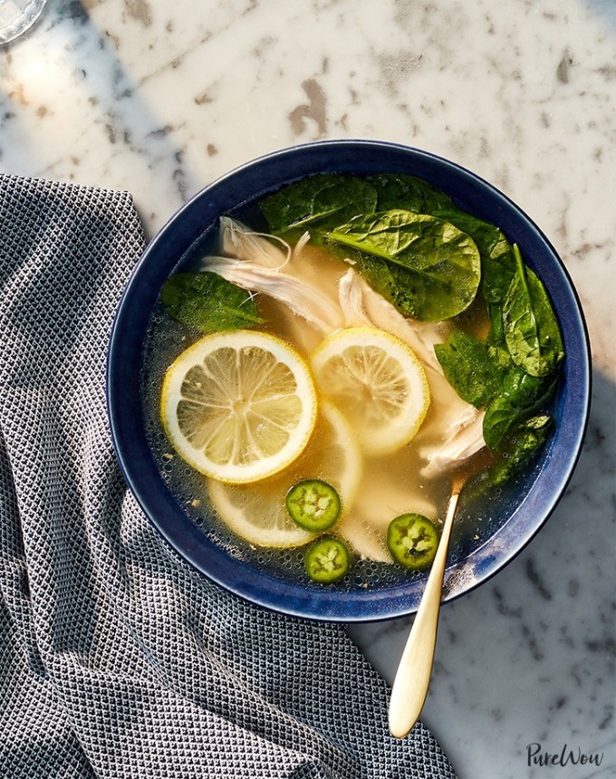 high protein soups: spicy lemon-ginger chicken soup