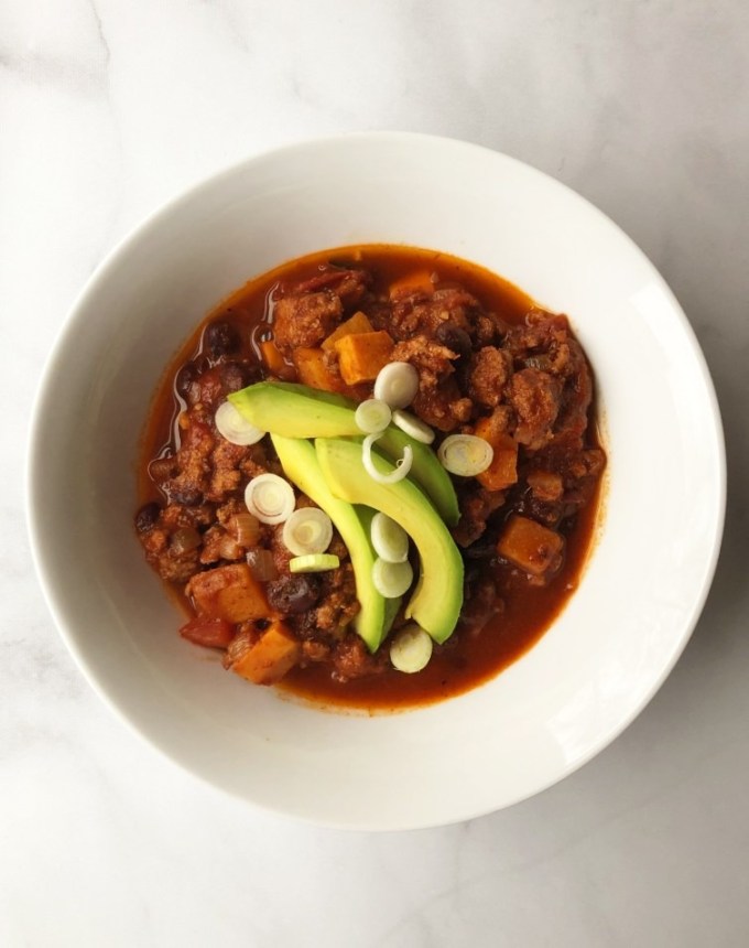 high protein soups: sweet potato chili