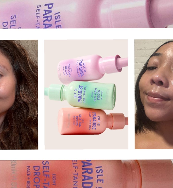 Destinee Scott and Stephanie Maida Isle of Paradise Self-Tanning Face Drops review with original photos.