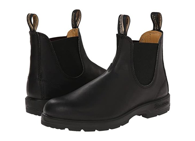 Most comfortable boots for women: A pair of black Blundstone boots with a pull-on tab