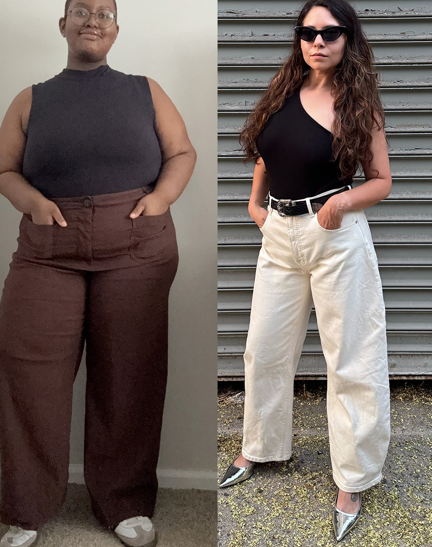 most comfortable pants: Collage of editor pants