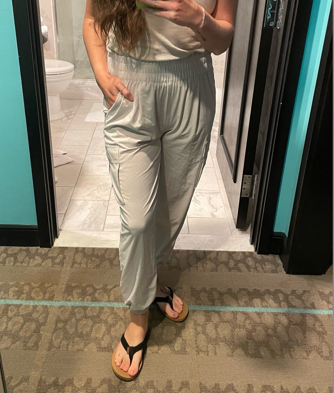 most comfortable pants: Editor wearing Vuori joggers