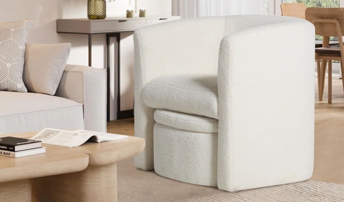 The Wade Logan Braedin accent chair and storable ottoman.