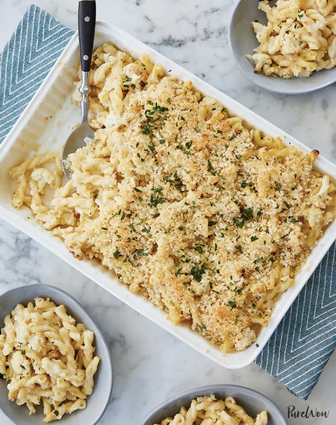toddler dinner ideas: roasted cauliflower mac and cheese