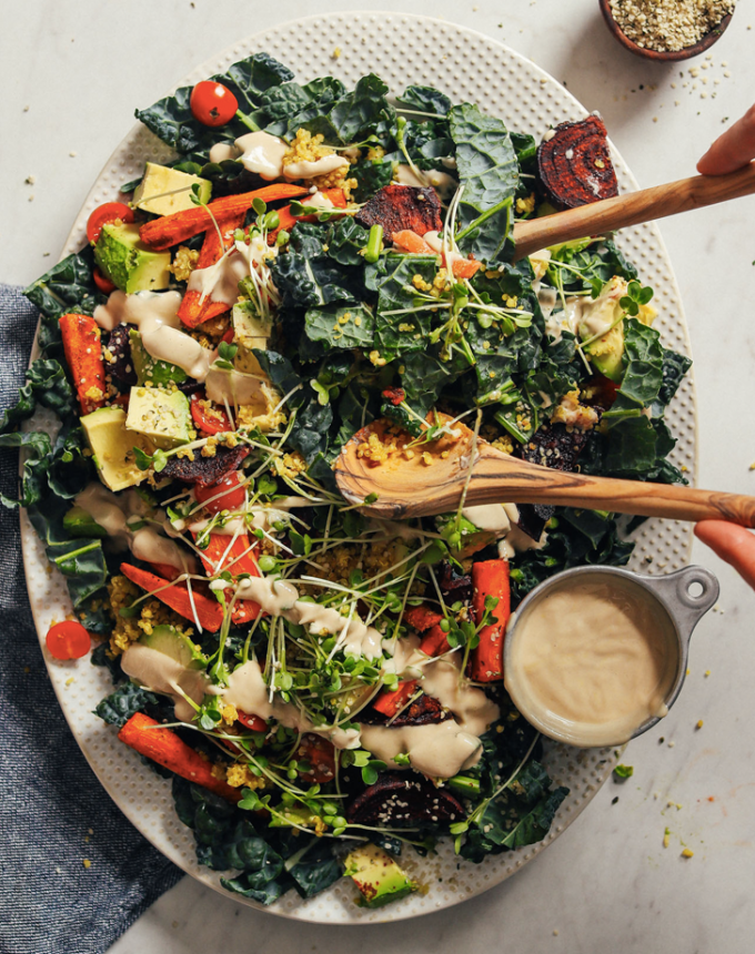 easy dinner party recipes: loaded kale salad