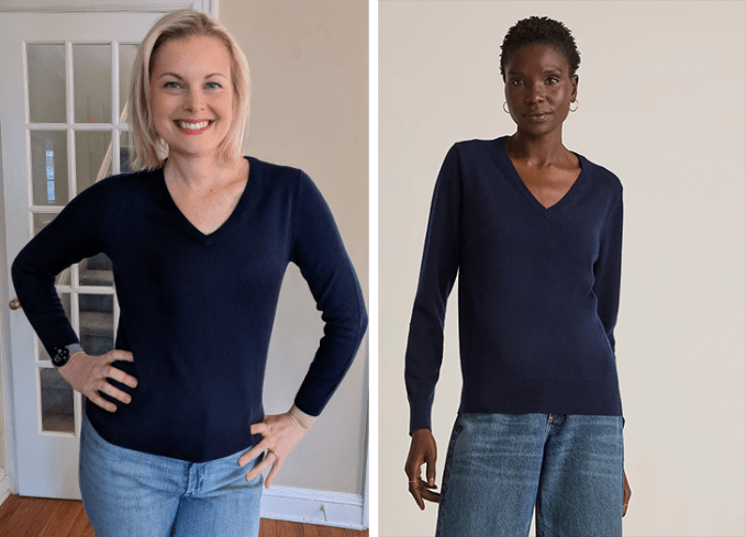 quince cashmere guide: v neck